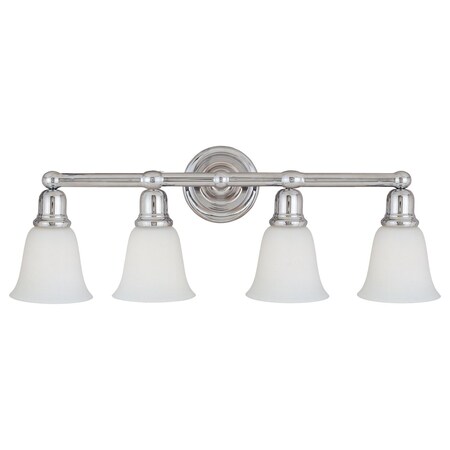 Maxim Four Light Polished Chrome White Glass Vanity 11089WTPC